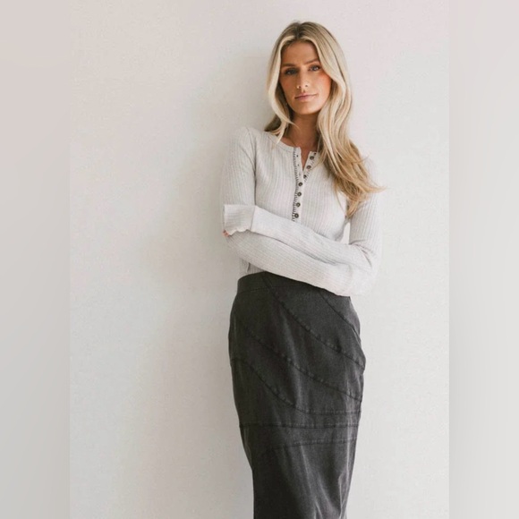 NWT Bohme Emmilianne Ribbed Top grey size xs - Picture 2 of 13